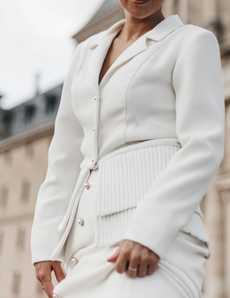 White long skirt with pearl buttons