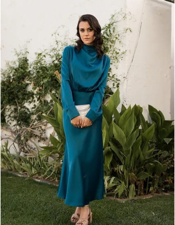 Robe midi à manches longues pour les fêtes