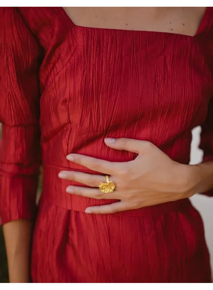 Robe de soirée midi en satin rouge avec nœud