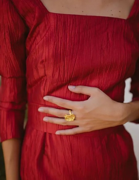 Robe de soirée midi en satin rouge avec nœud