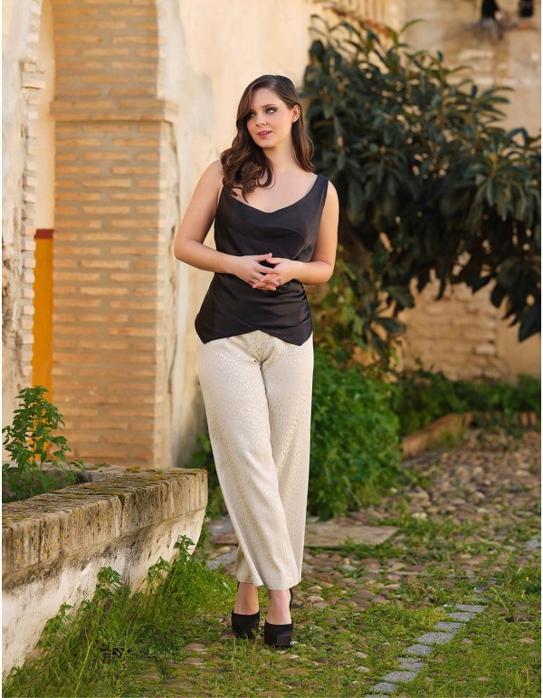 Black satin party top.