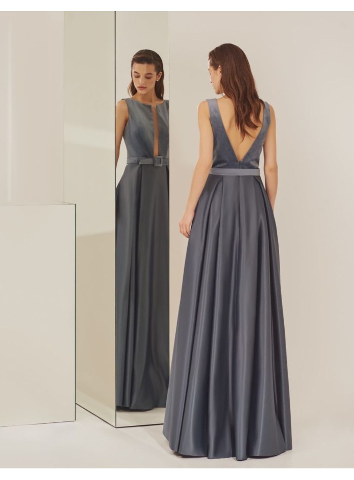 Vestido de fiesta largo combinado sin mangas