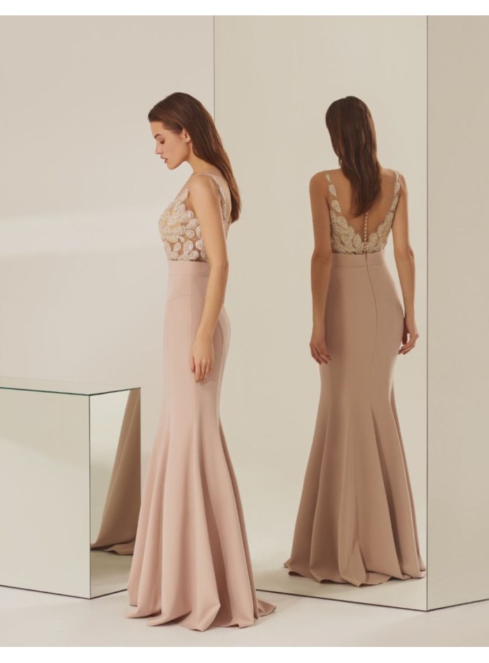 Powder pink party dress with glitter lace