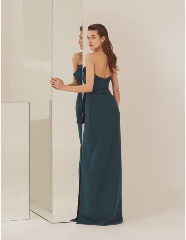 Emerald green party dress with a maxi bow 2