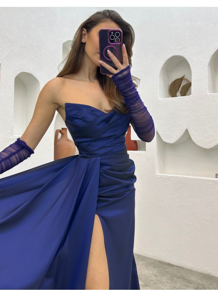 Vestido de fiesta largo palabra de honor con...