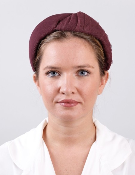 Serre-tête de fête aubergine combiné à du tulle