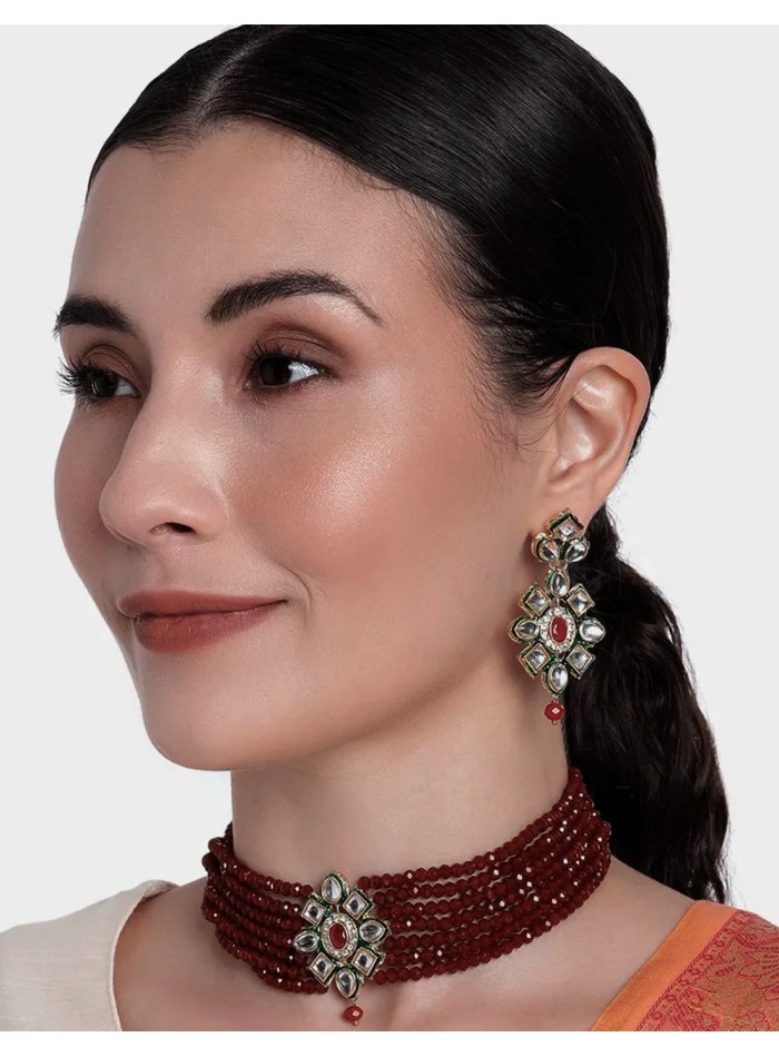 Choker de fiesta con piedras naturales y...