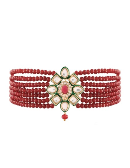 Party choker with natural stones and garnet beads