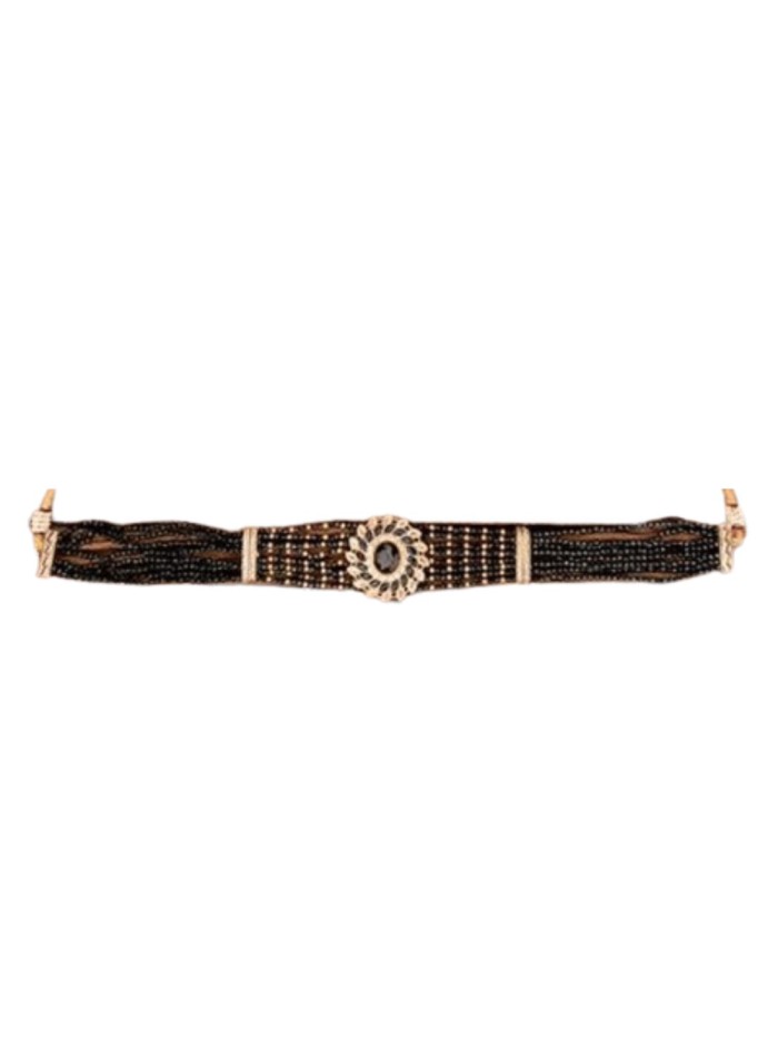 Choker with stones and beads black