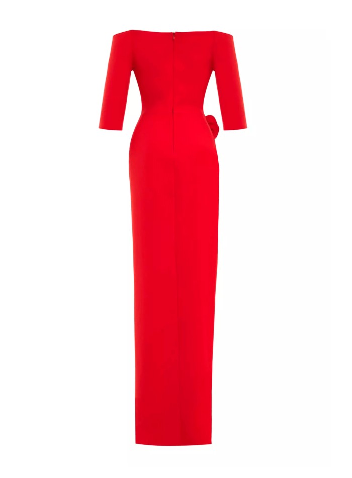 Robe longue de fête avec décolleté bandeau et...