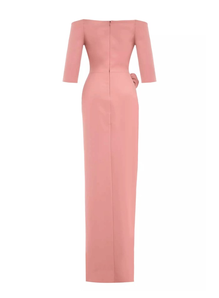 Robe longue de fête avec décolleté bandeau et...