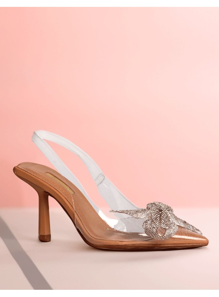 Chaussures transparentes à talon fin avec nœud...