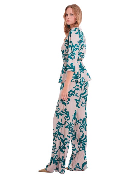 Ensemble blouse et pantalon imprimés
