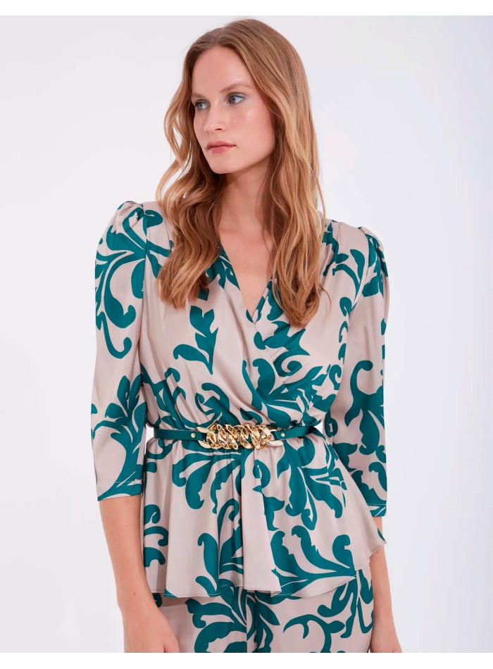 Printed blouse and trousers set