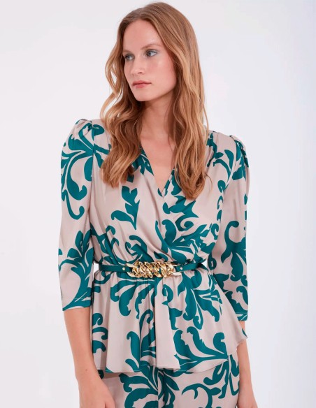 Printed blouse and trousers set