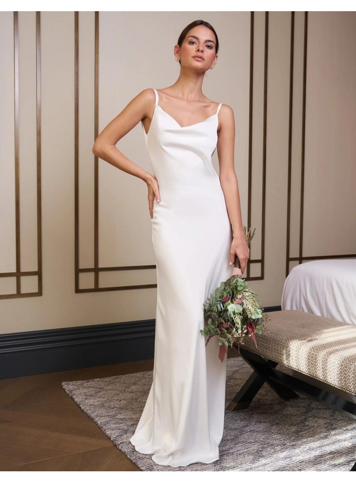 Long lingerie wedding dress with open back.