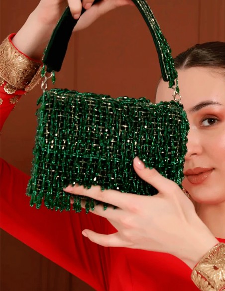 Bolso de fiesta de pedrería con cristales y cuentas