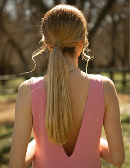 Camellia pink satin party midi dress