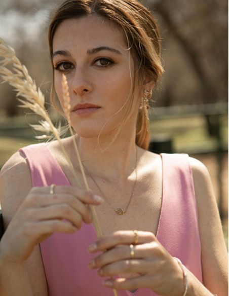 Robe de soirée midi en satin rose Camellia