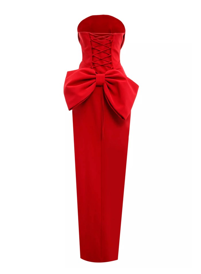Evening dress with strapless neckline and maxi...