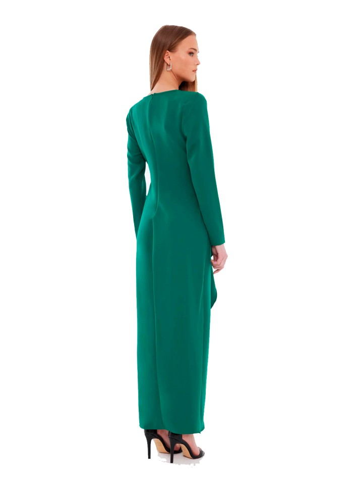 Evening dress with crossover neckline and long...