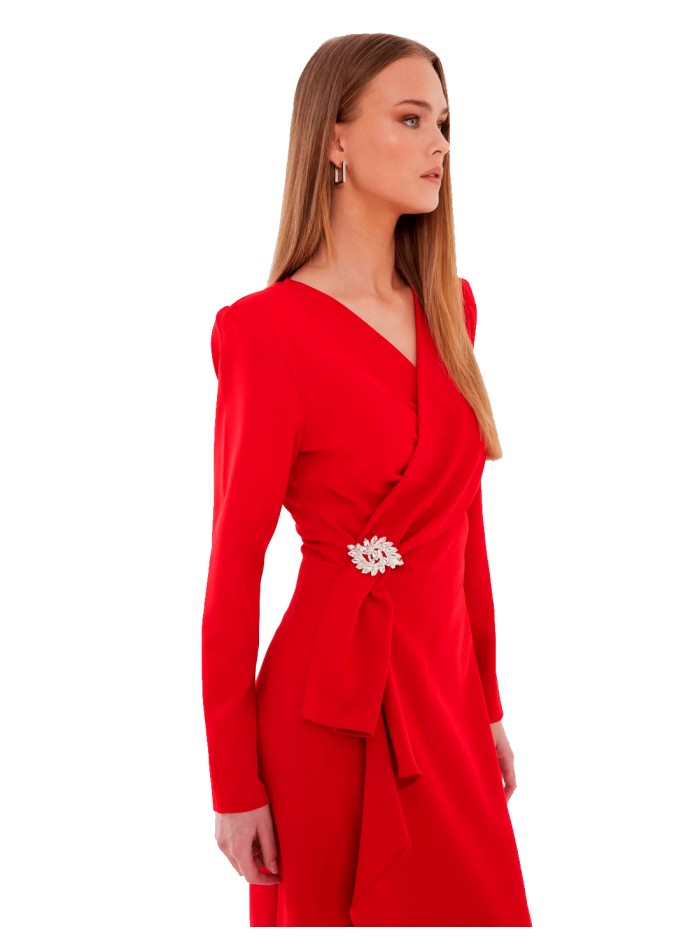 Robe longue de fête avec encolure croisée et...