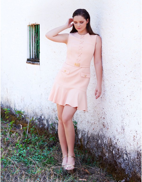 Short party dress with a floaty skirt.