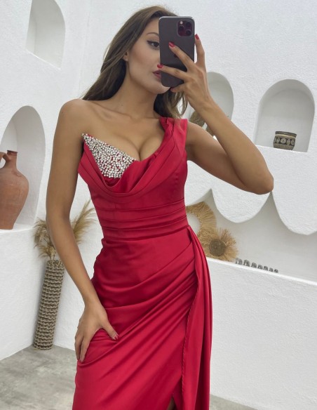 Long evening dress with cape skirt