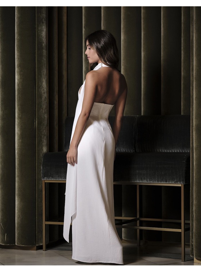 Vestido largo de fiesta con escote halter y...