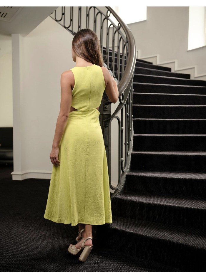 Lime midi party dress sleeveless