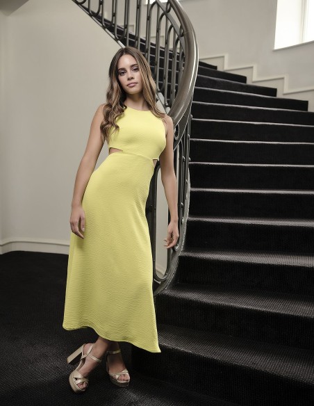 Vestido midi de fiesta lima sin mangas