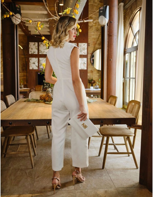 Jacquard party jumpsuit white 2