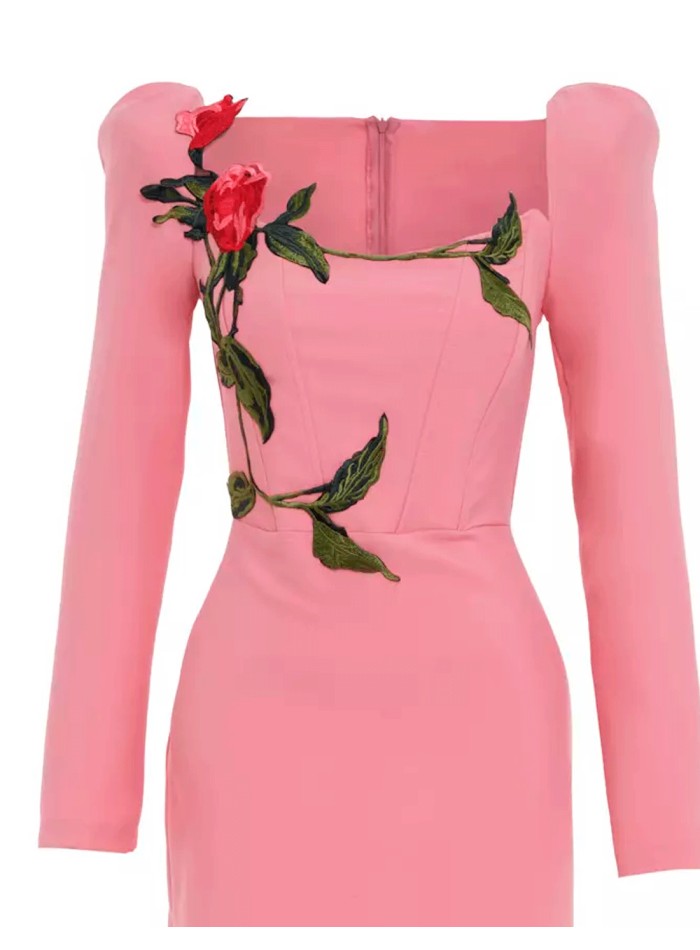 Vestido de fiesta largo con manga abullonada y...