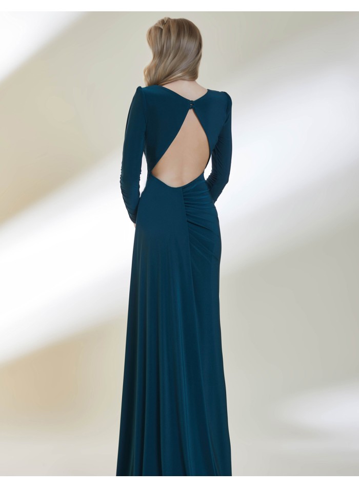 Long party dress with ruffles and open back