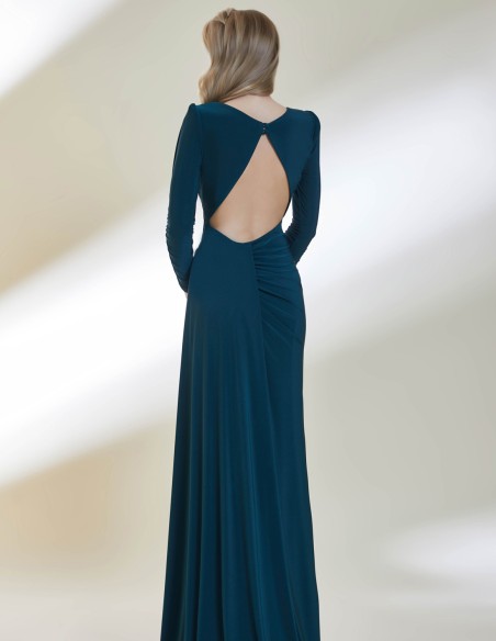 Robe longue de fête avec volants et dos ouvert
