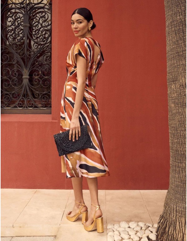 Vestido midi de fiesta con estampado animal. 2