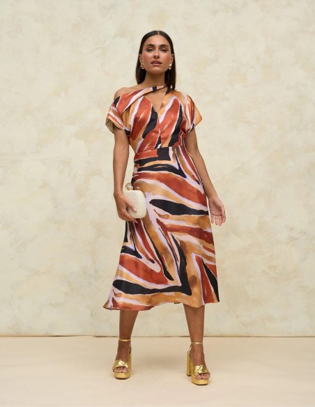 Vestido midi de fiesta estampado para eventos de día.