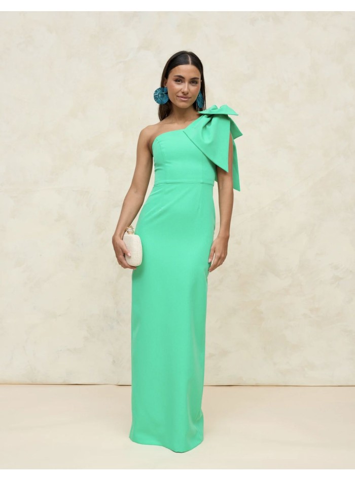 Robe longue asymétrique avec nœud en organza -...