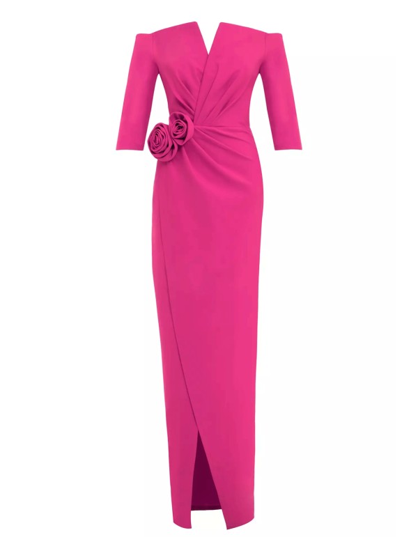 Robe longue de fête avec décolleté bandeau et détails... 2