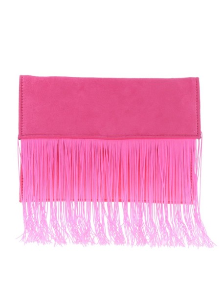 Suede fringed clutch bag