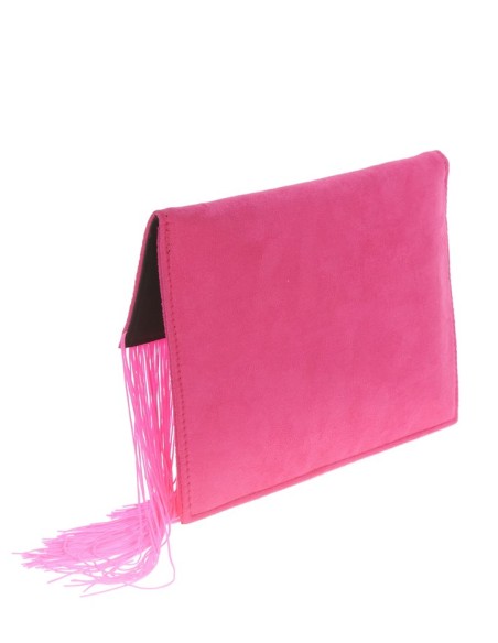 Suede fringed clutch bag