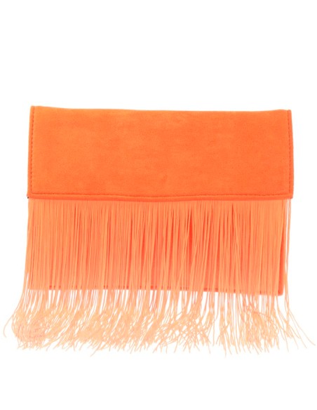 Suede fringed clutch bag
