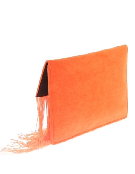 Suede fringed clutch bag