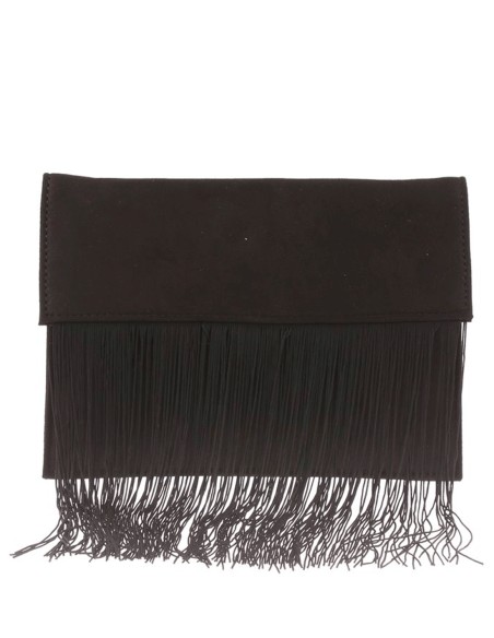 Suede fringed clutch bag