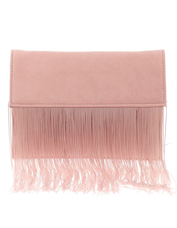 Cartera de mano de antelina con flecos lima 2