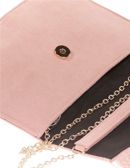Suede fringed clutch bag