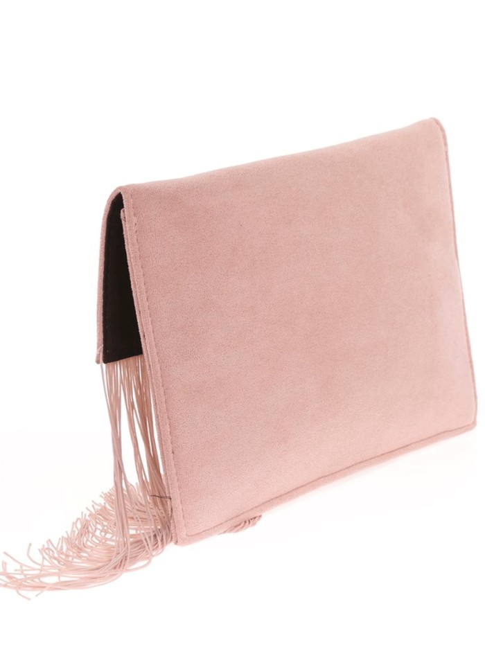 Cartera de mano de antelina con flecos