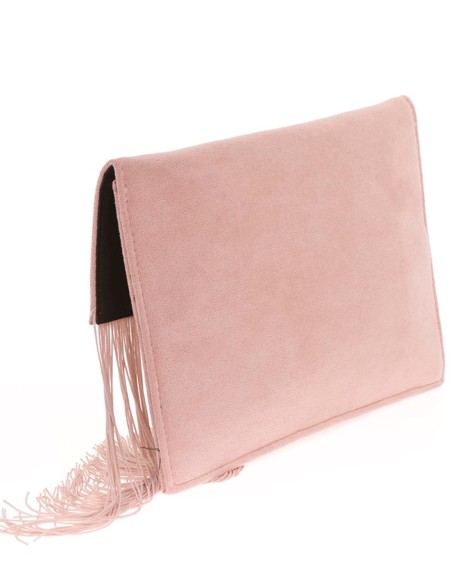 Suede fringed clutch bag