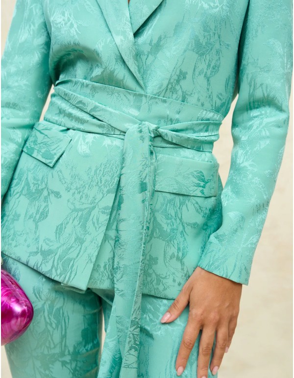 Chaqueta de traje estilo blazer con cinturón de lazo 2