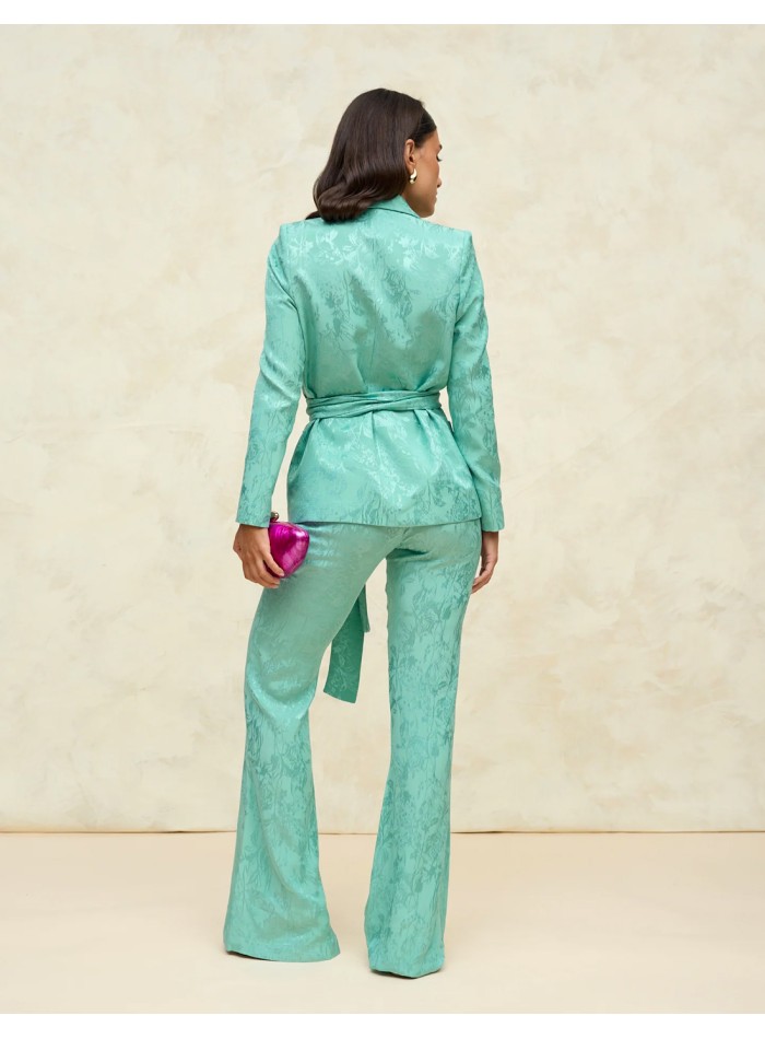 Chaqueta de traje estilo blazer con cinturón de...